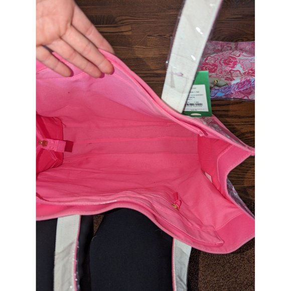 NWT Lilly Pulitzer Pink Phi Mu Patterned Bundle - Tote, Makeup Bag, Scarf - Picture 13 of 15